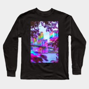 Brooklyn Bridge Vaporwave Art Long Sleeve T-Shirt